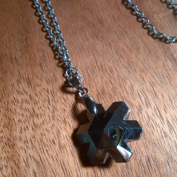 Magic Color Crystal Snowflake Brass Pendant Stainless Steel Necklace - Picture 8 of 16